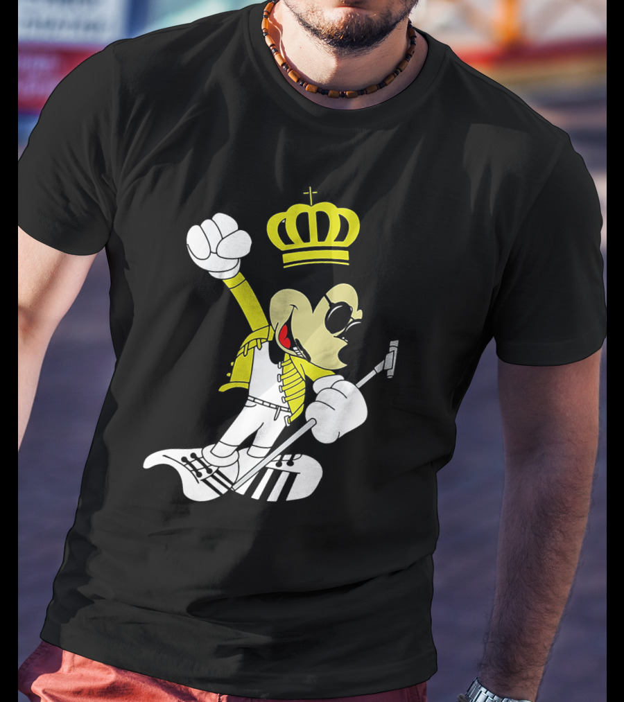 Freddie Mercury Mickey Mouse Crown Pose With Microphone T-Shirt