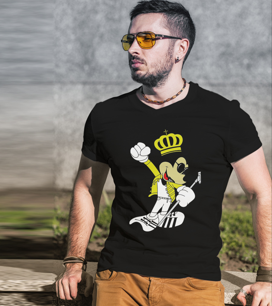 Freddie Mercury Mickey Mouse Crown Pose With Microphone T-Shirt