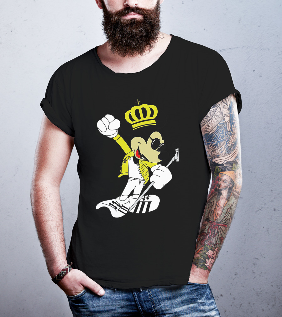 Freddie Mercury Mickey Mouse Crown Pose With Microphone T-Shirt