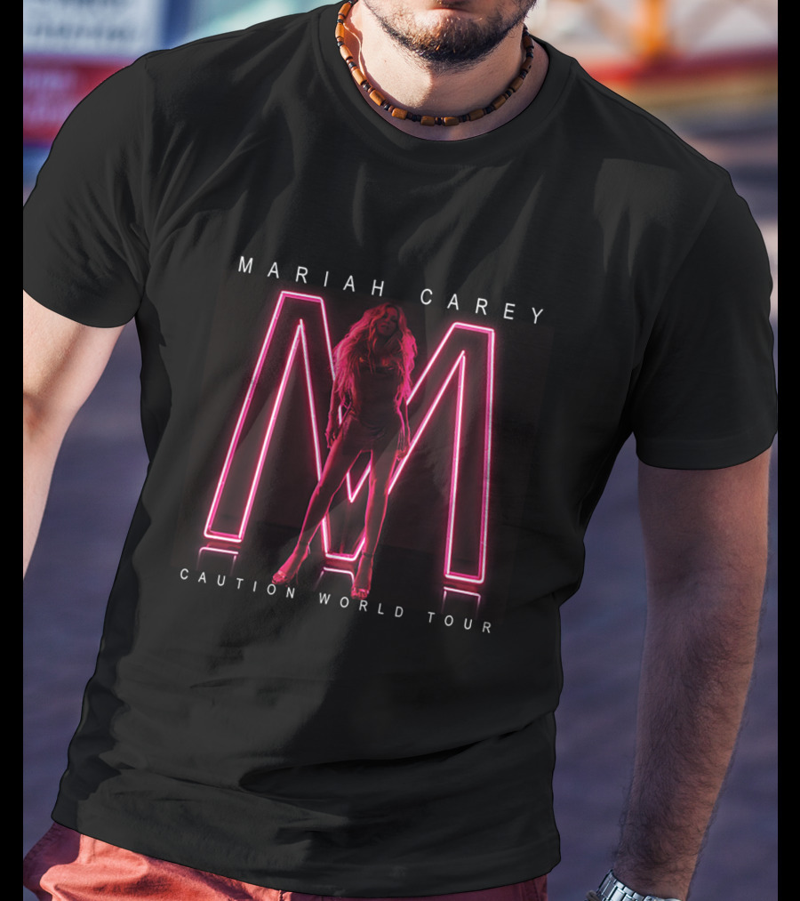 Mariah Carey Neon M Silhouette Caution World Tour T-Shirt