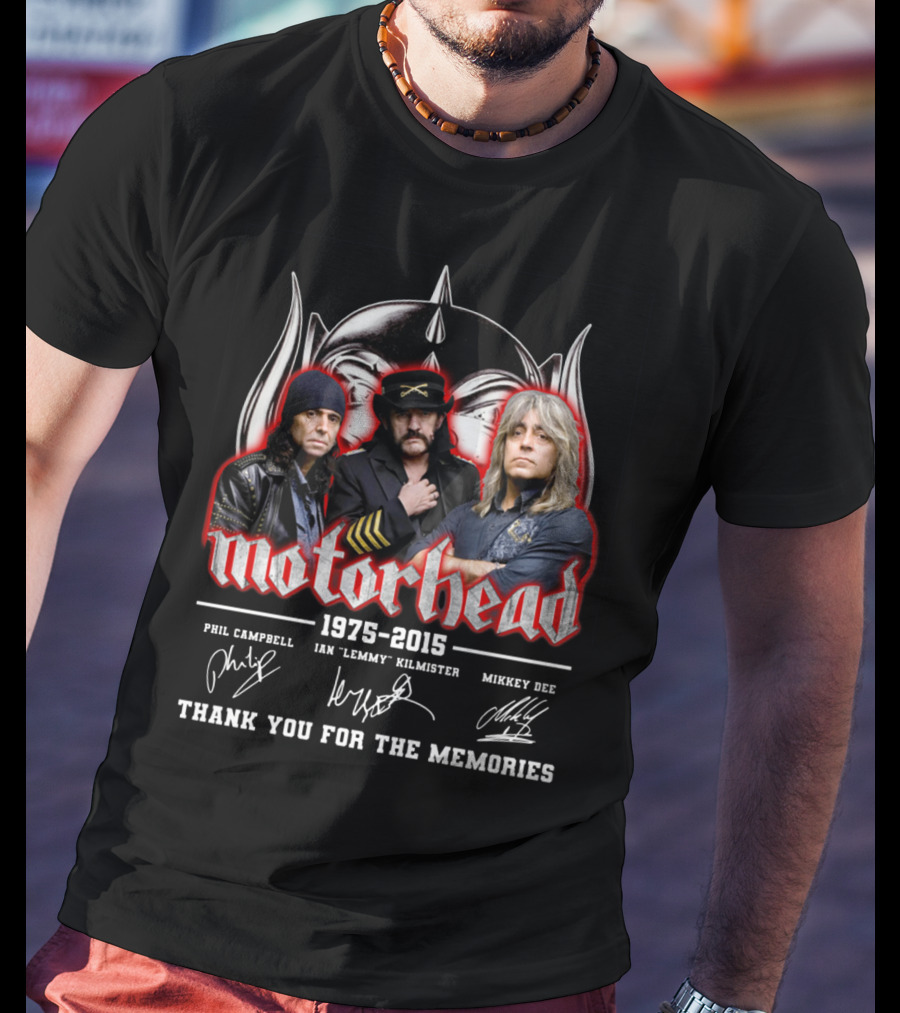 Motorhead 1975-2015 Thank You For The Memories Phil Campbell Ian 'Lemmy' Kilmister Mikkey Dee T-Shirt