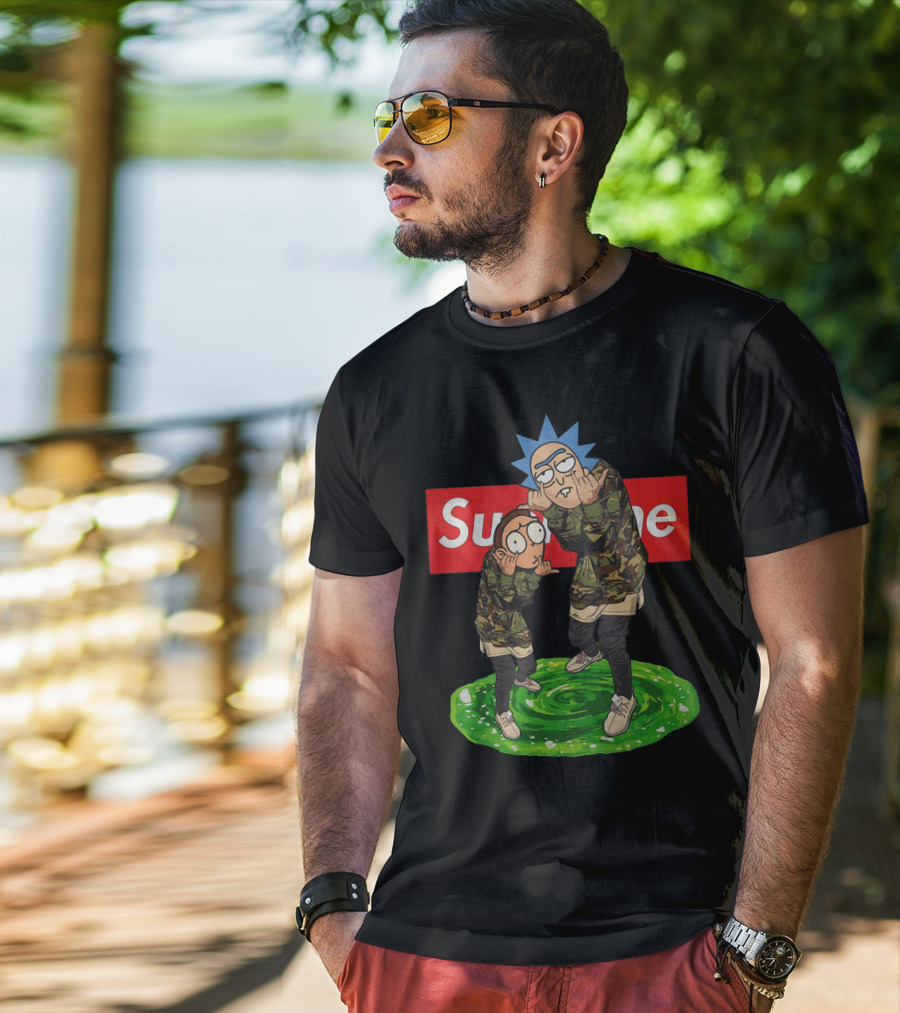 Rick And Morty Supreme Portal Streetwear Camo T-Shirt