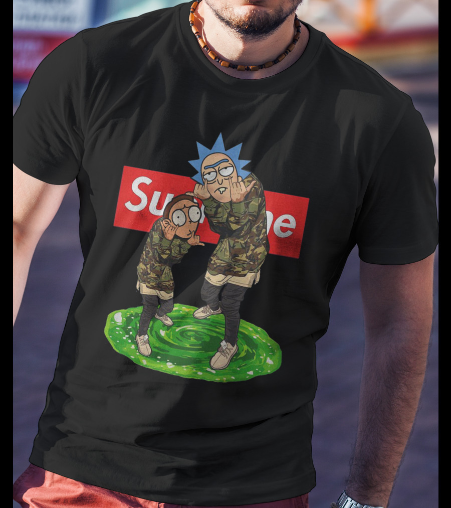 Rick And Morty Supreme Portal Streetwear Camo T-Shirt