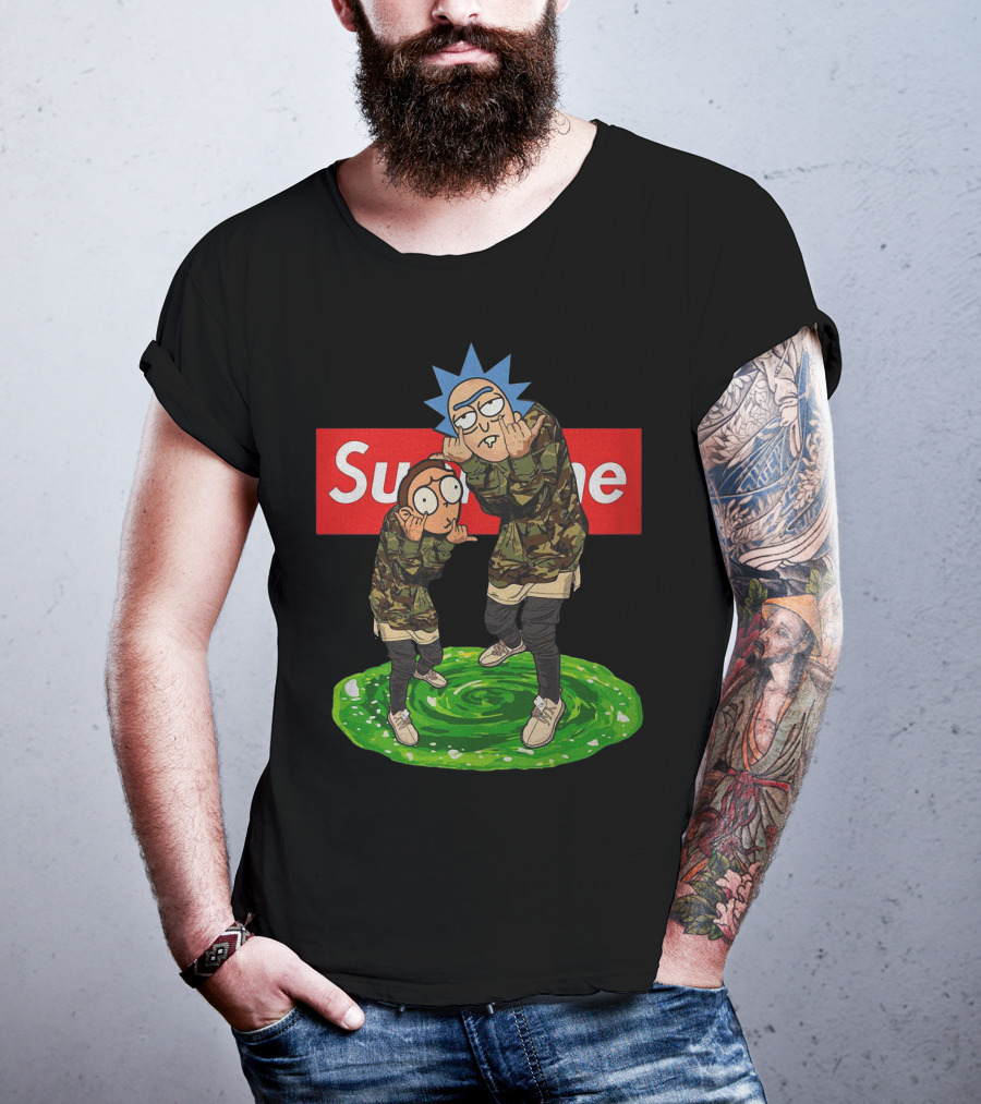 Rick And Morty Supreme Portal Streetwear Camo T-Shirt