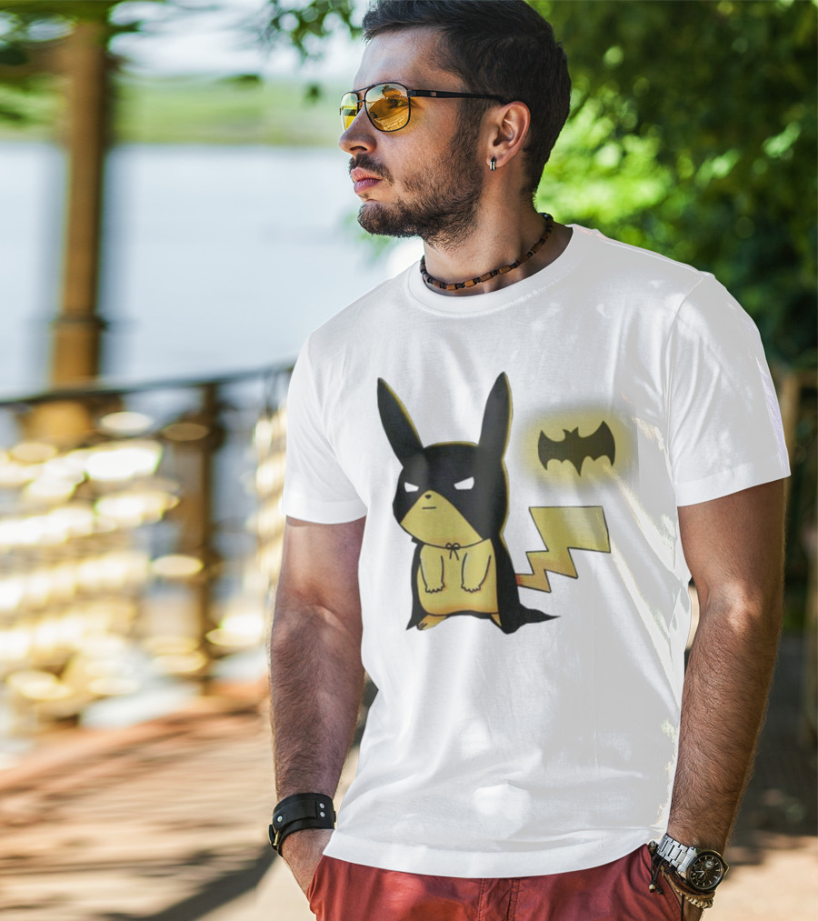 Pikachu Batman Crossover With Iconic Bat T-Shirt