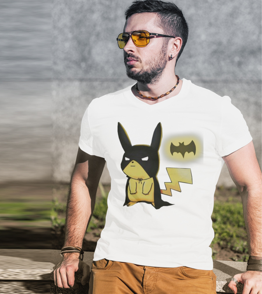 Pikachu Batman Crossover With Iconic Bat T-Shirt