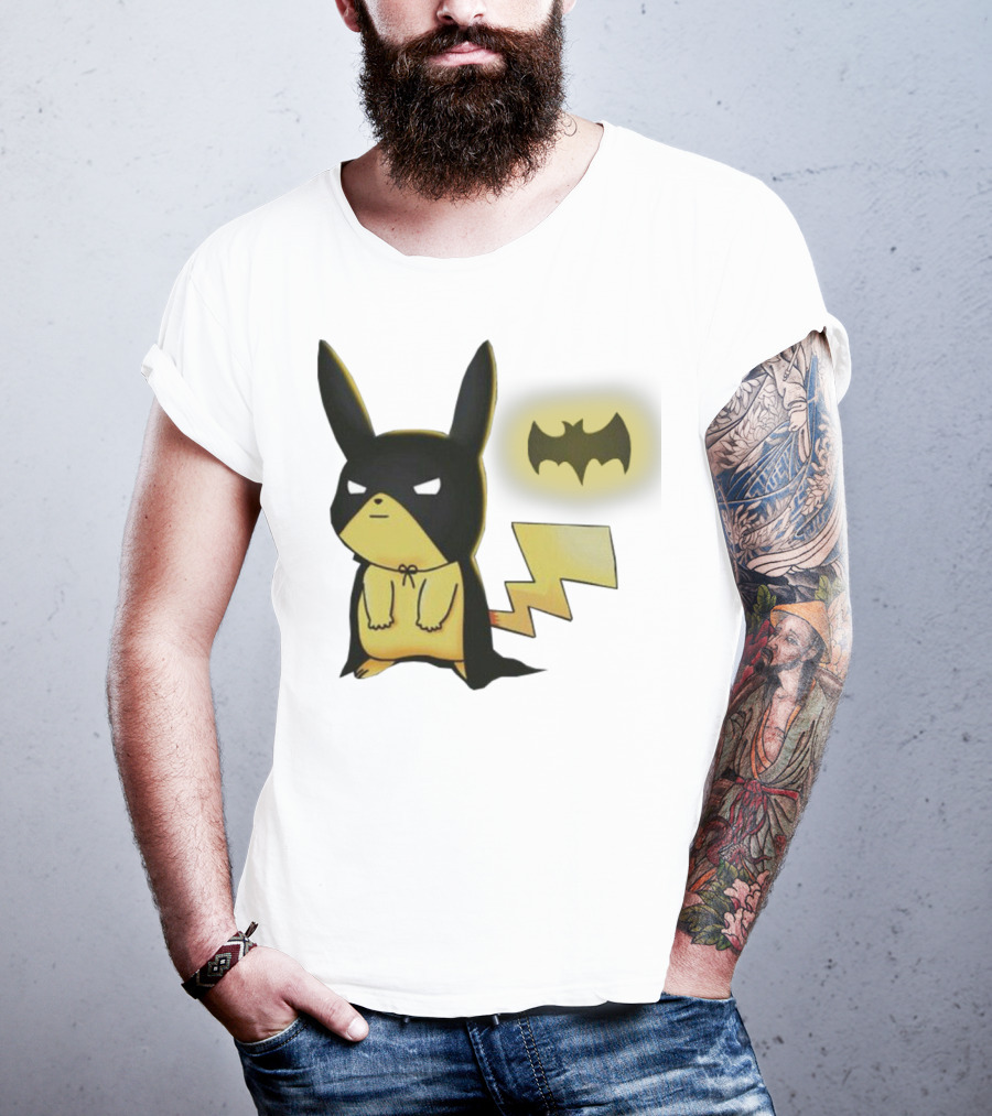 Pikachu Batman Crossover With Iconic Bat T-Shirt