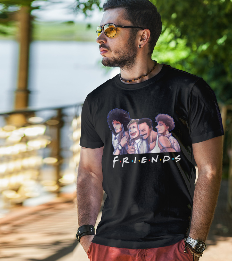 Queen Band Members Anime Style Friends Logo Mashup T-Shirt