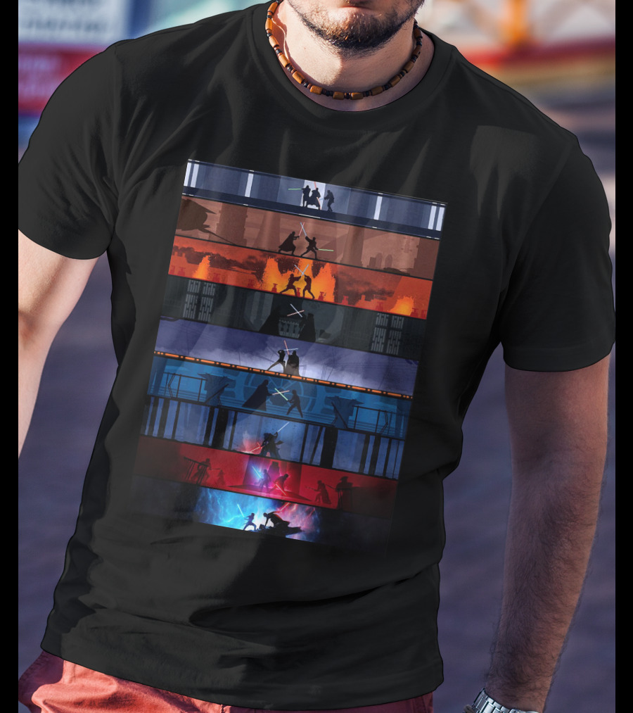 Star Wars Iconic Lightsaber Duels Across Saga T-Shirt