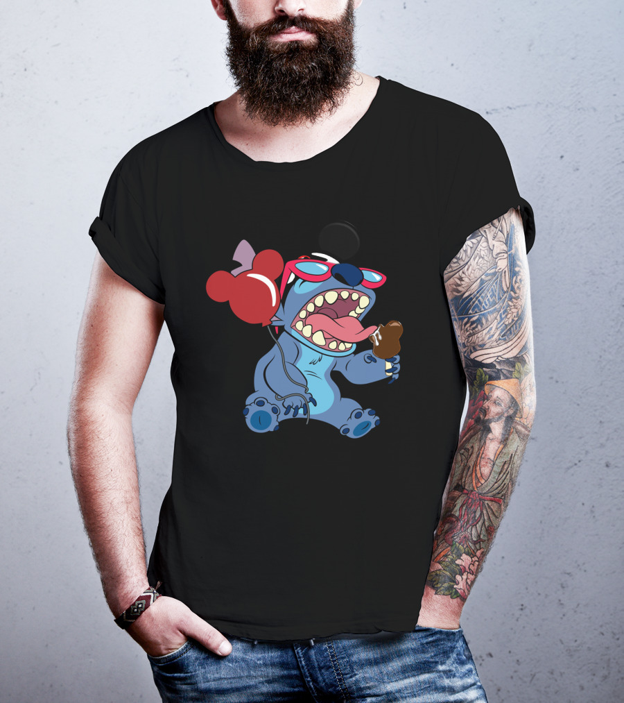 Stitch Vacay Mode With Ice Cream And Mickey Balloon T-Shirt