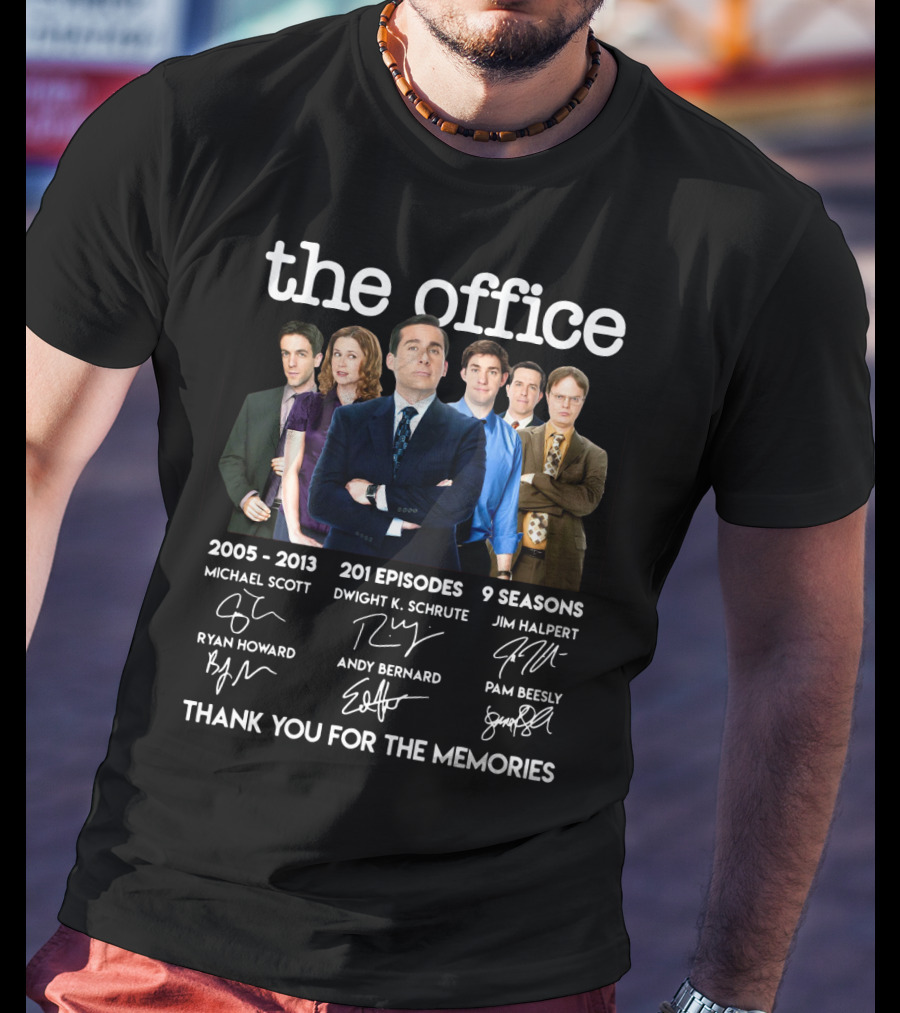 The Office 2005-2013 Thank You For The Memories 201 Episodes 9 Seasons Michael Scott Dwight K. Schrute Jim Halpert Pam Beesly Ryan Howard Andy Bernard T-Shirt