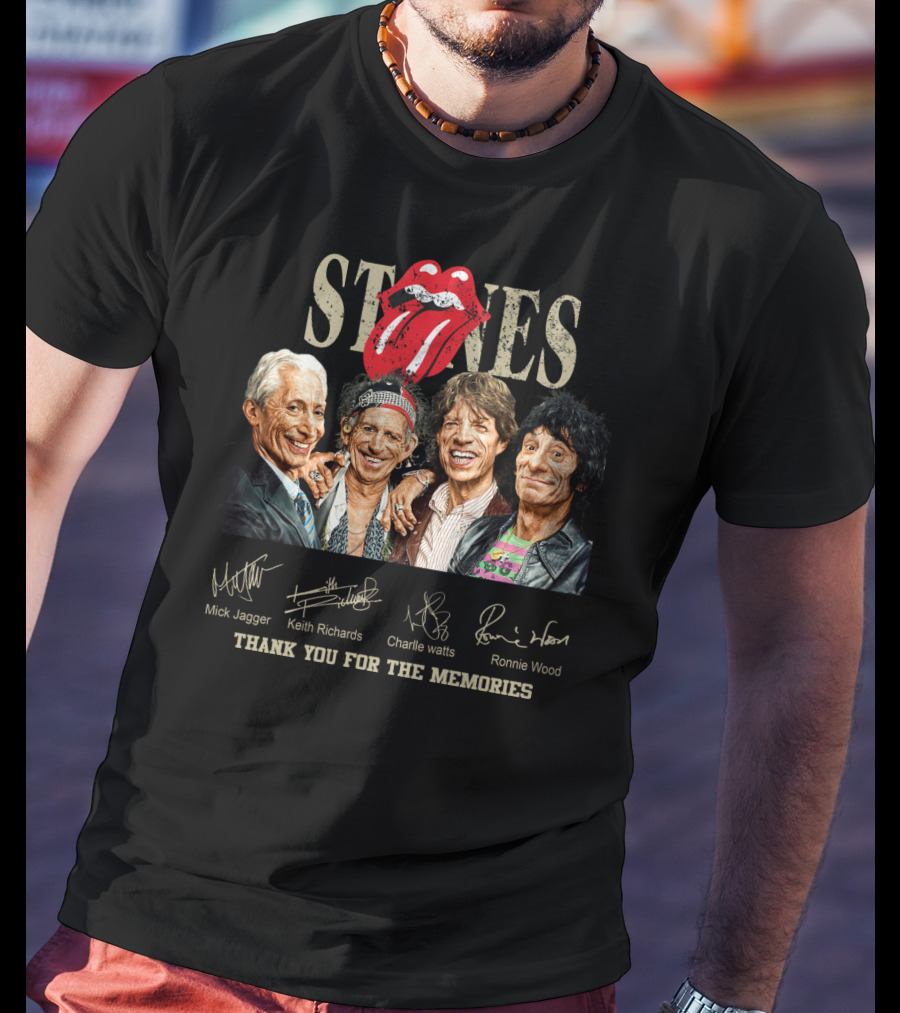 Stones Thank You For The Memories Mick Jagger Keith Richards Charlie Watts Ronnie Wood T-Shirt