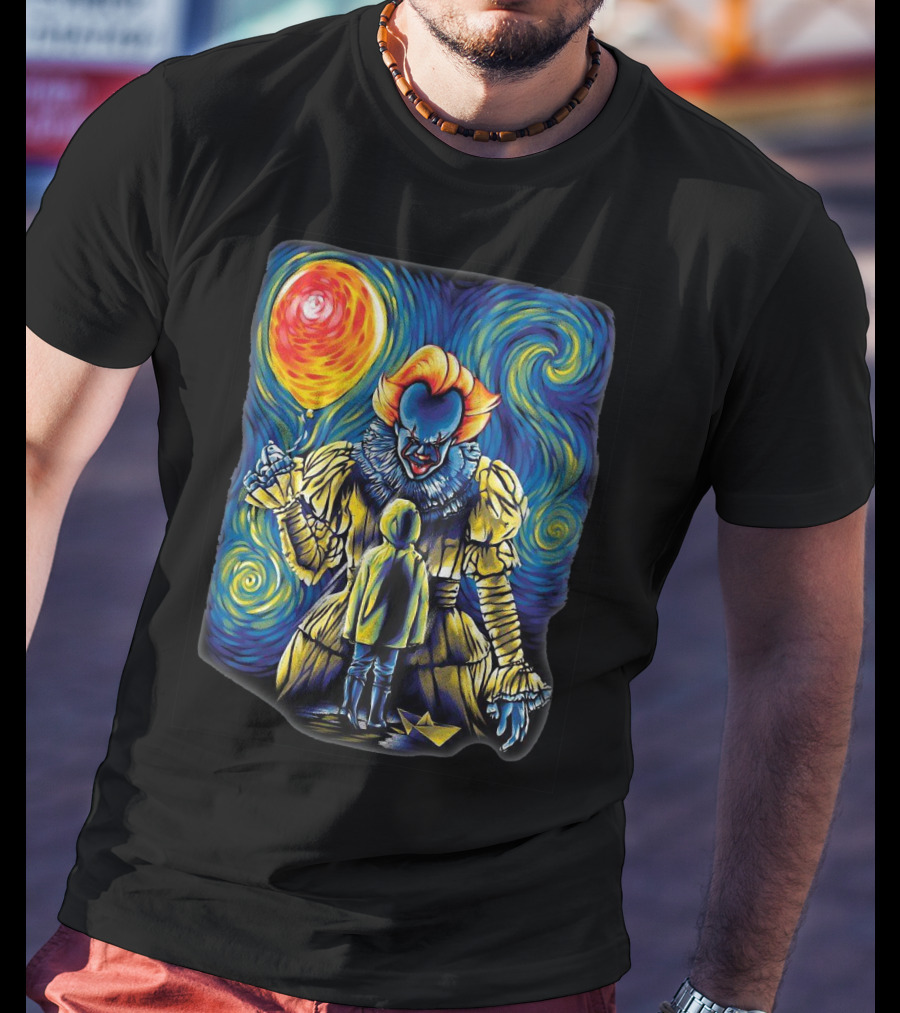 Starry Night Pennywise And Georgie Balloon Encounter T-Shirt