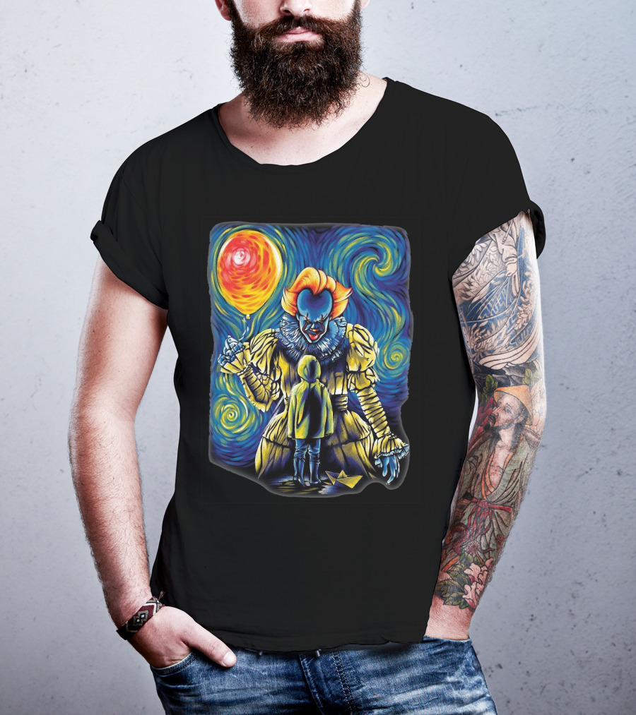 Starry Night Pennywise And Georgie Balloon Encounter T-Shirt