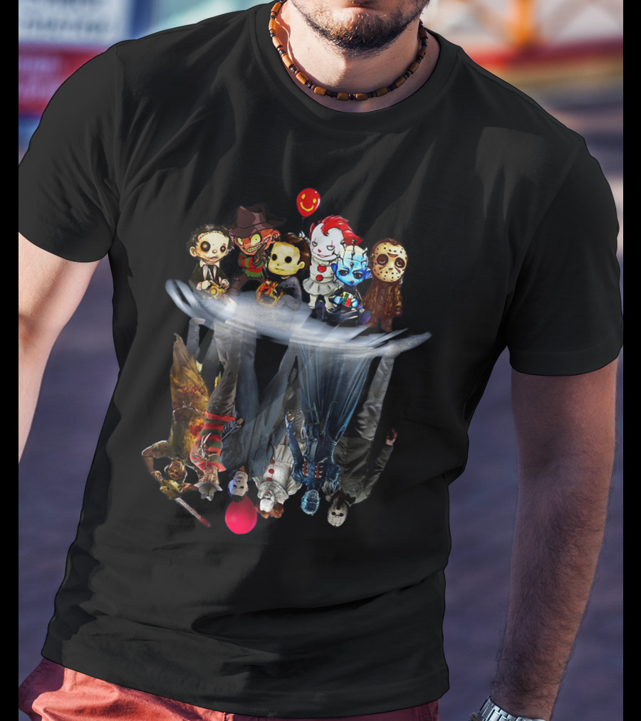 Michael Myers Jason Voorhees Freddy Joker Pennywise Hellraiser Horror Icons Reflection Balloon T-Shirt