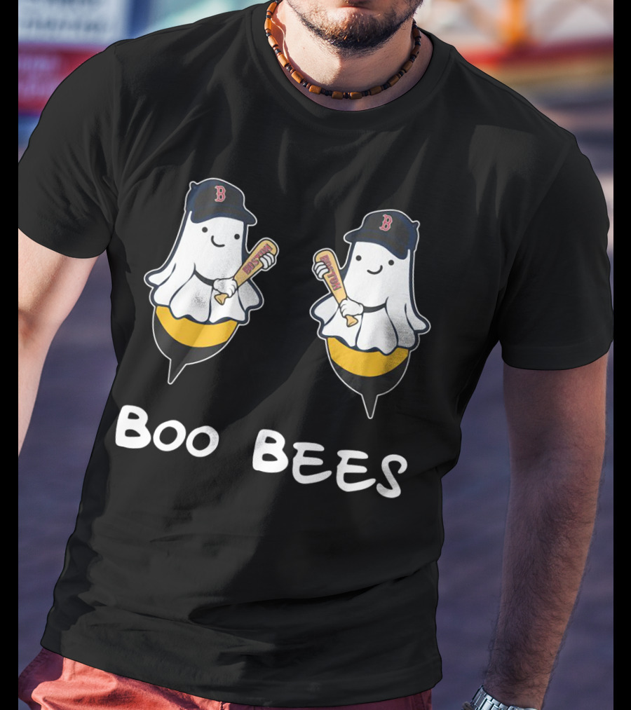Boo Bees Boston Red Sox Ghosts With Baseball Caps And Bats T-Shirt