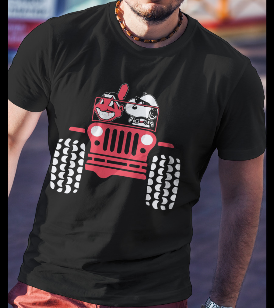 Snoopy Cleveland Indians Jeep Adventure T-Shirt