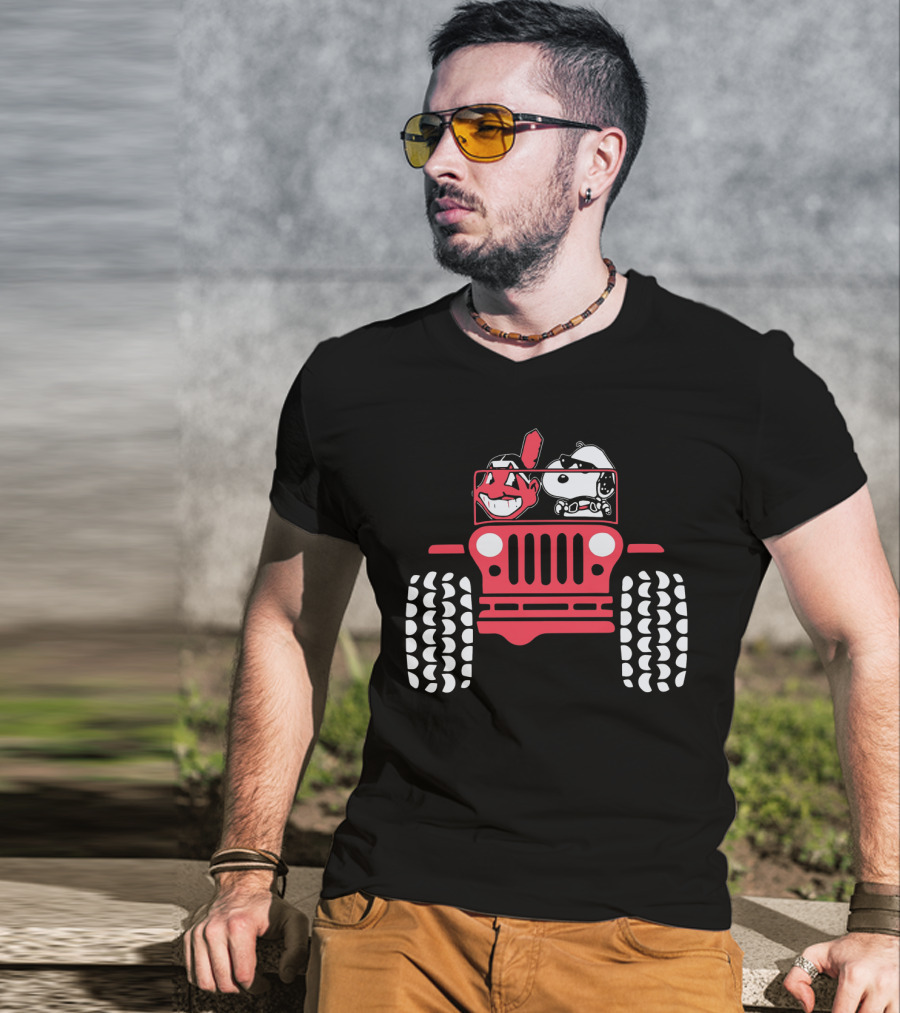 Snoopy Cleveland Indians Jeep Adventure T-Shirt