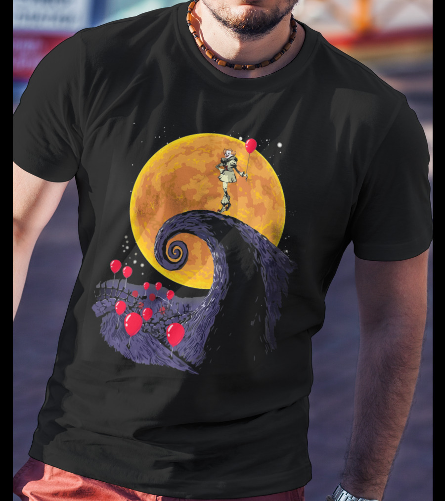 Pennywise The Nightmare Before Halloween Balloon Moon Scene T-Shirt