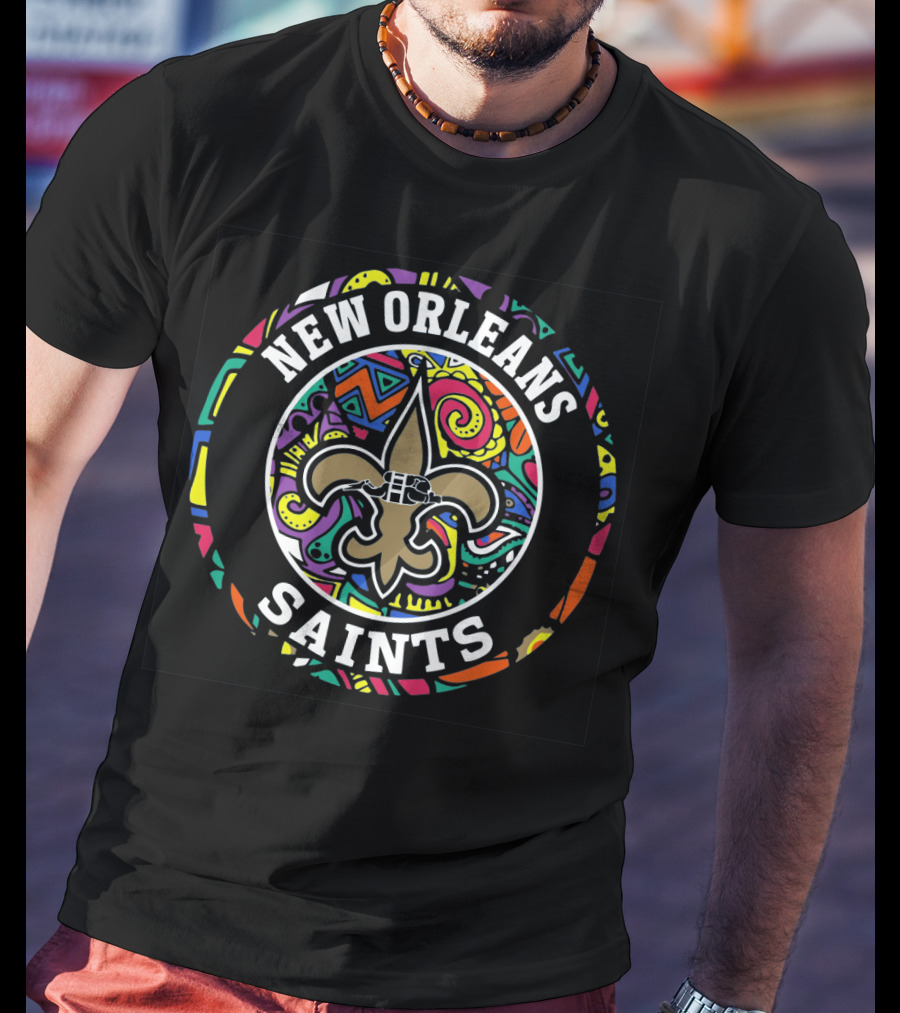 New Orleans Saints Colorful Fleur-De-Lis Stained Glass T-Shirt