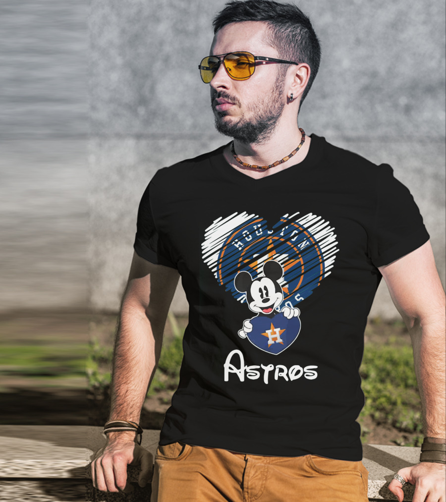 Mickey Mouse Houston Astros Heart Houston Astros Houston Astros T-Shirt