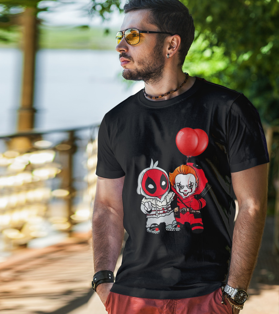 Pennywise Deadpool Crossover With Red Balloons T-Shirt