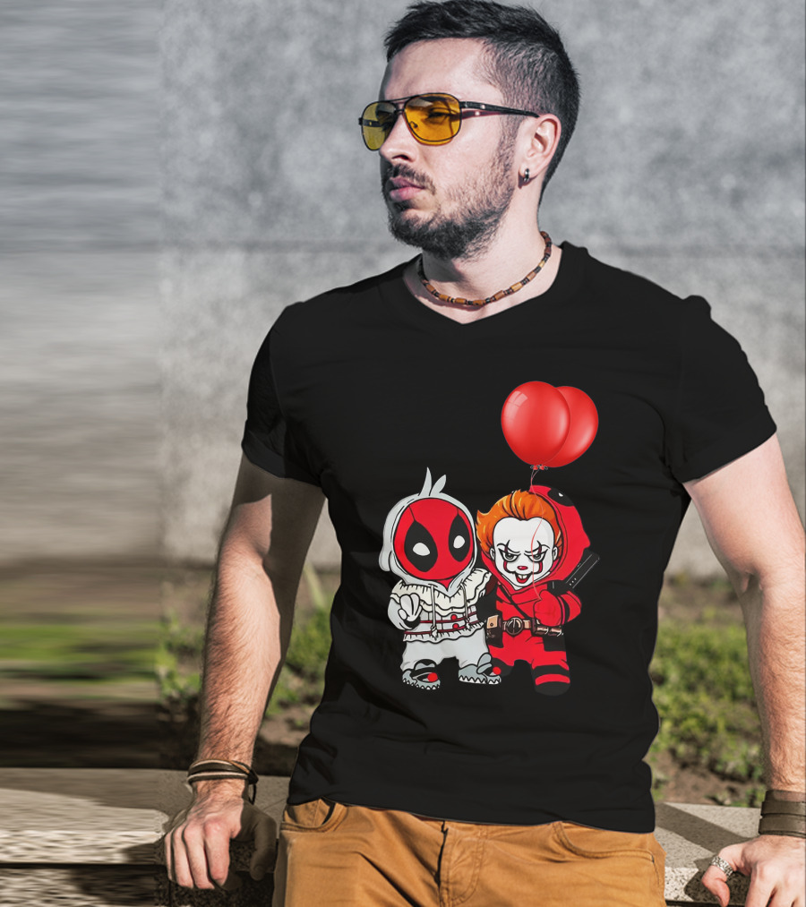 Pennywise Deadpool Crossover With Red Balloons T-Shirt