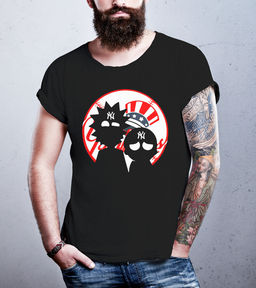 Rick And Morty Yankees New York City Yankees Logo Fusion Yankees Cap T-Shirt