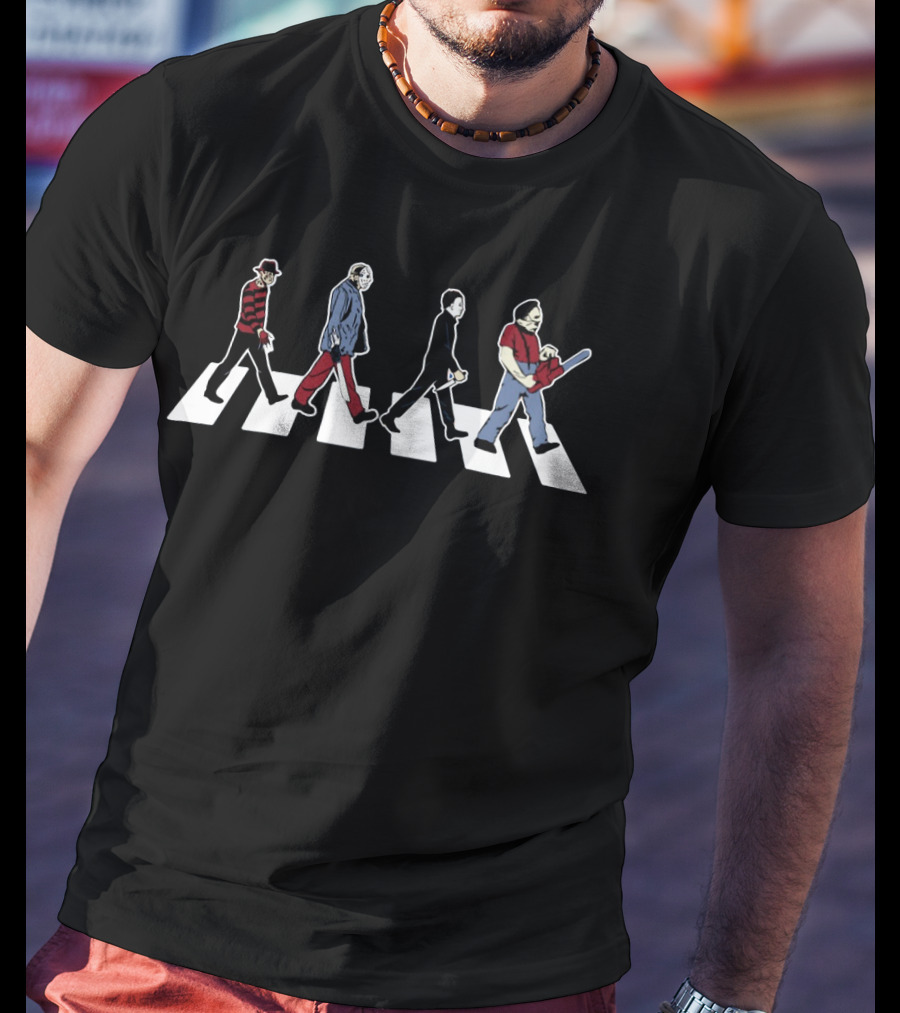 Stabby Road Halloween Horror Icons Abbey Road T-Shirt