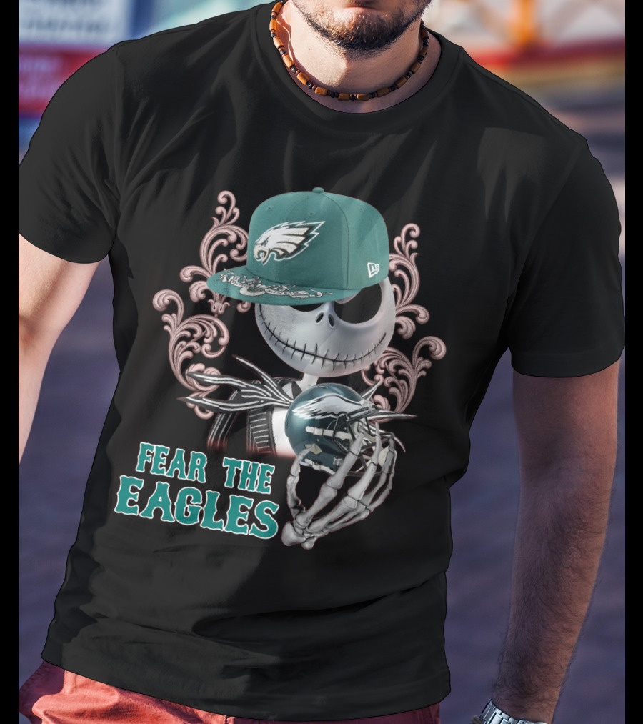 Jack Skellington Fear The Eagles Philadelphia Football T-Shirt