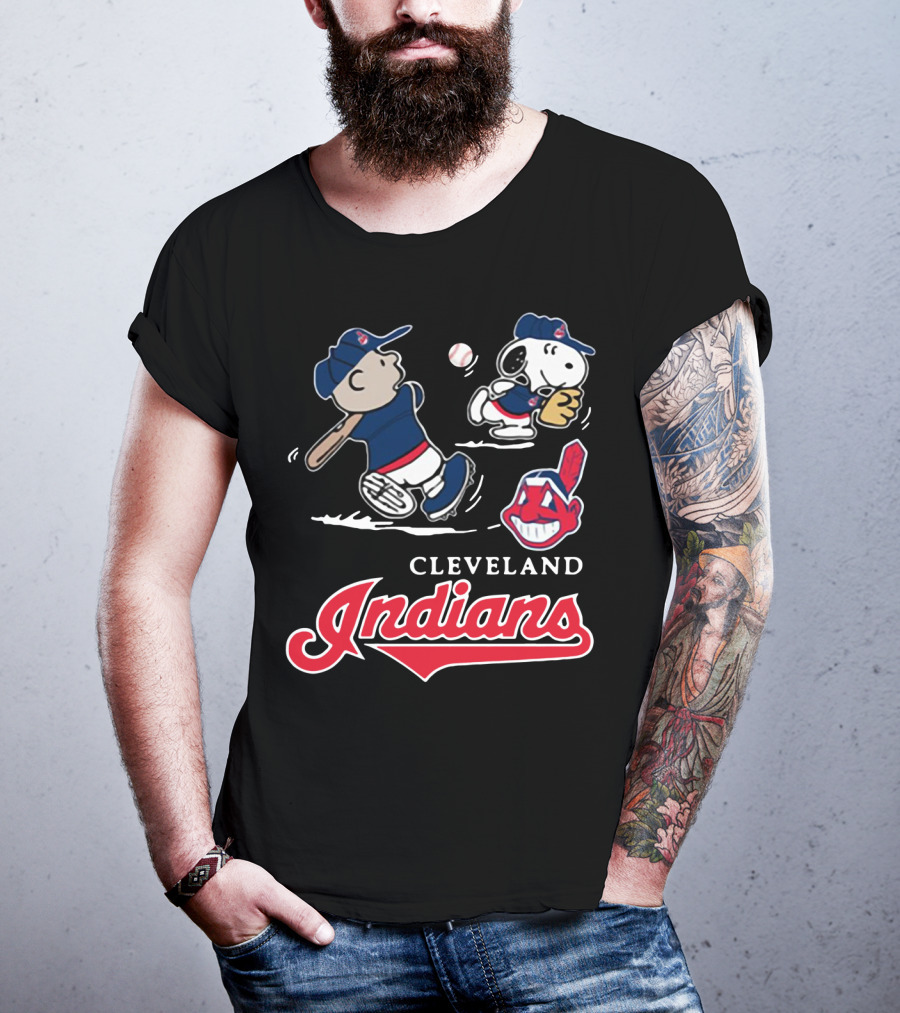 Charlie Brown Snoopy Cleveland Indians Baseball Peanuts T-Shirt