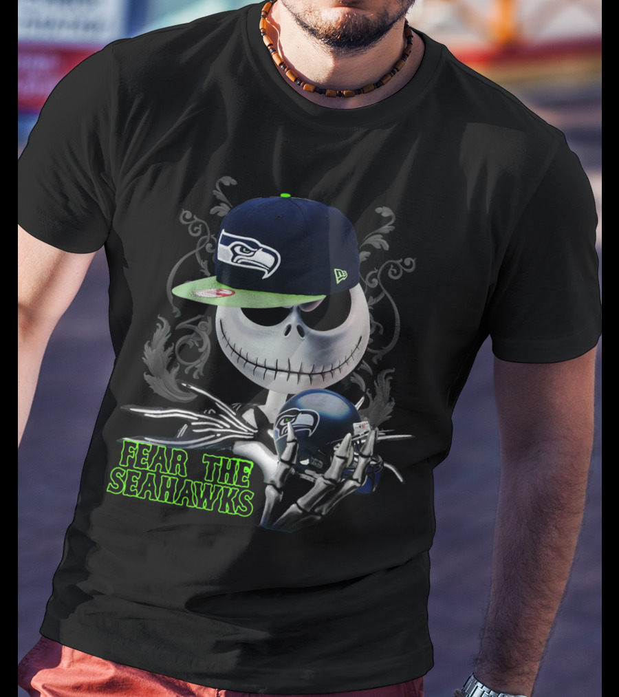 Fear The Seahawks Jack Skellington Seattle Seahawks T-Shirt