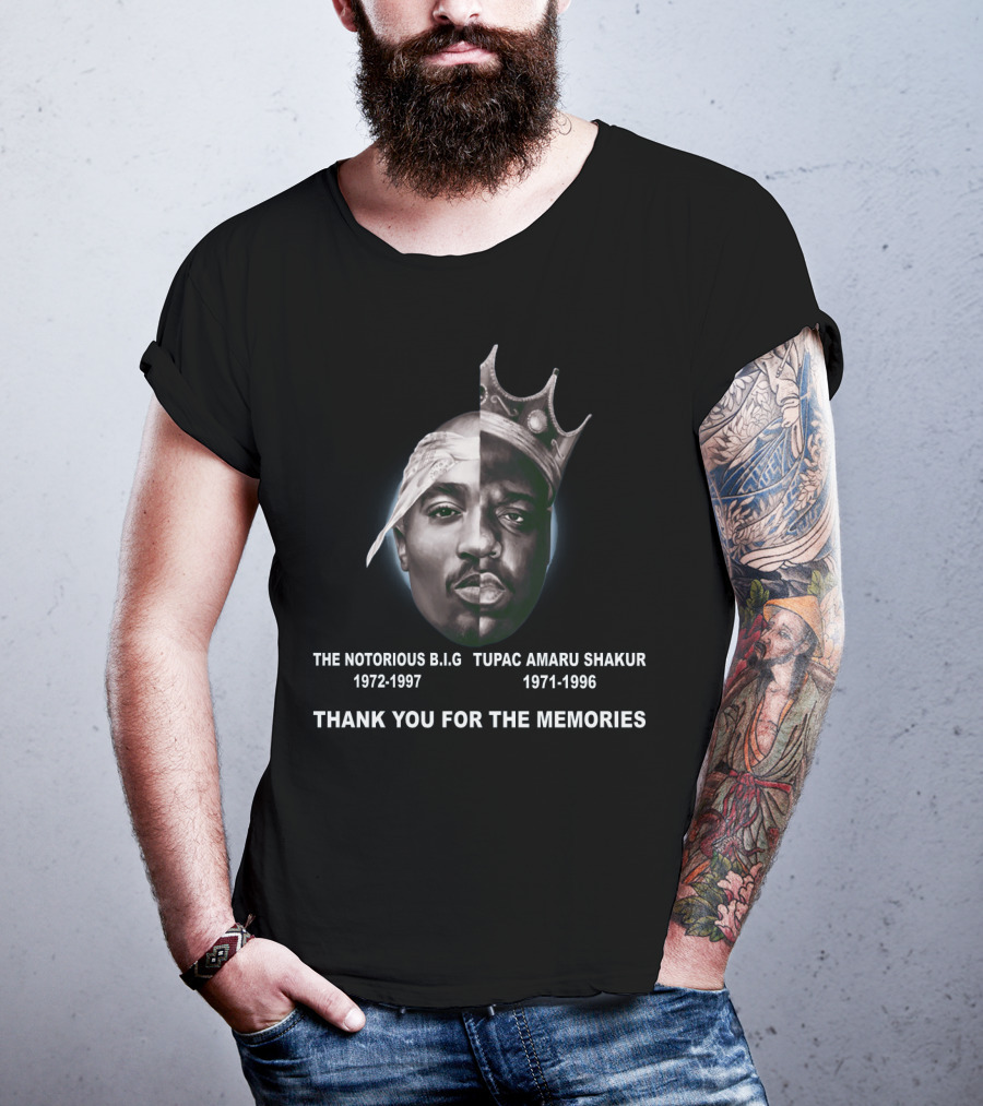 The Notorious Big Tupac Amaru Shakur 1972-1997 1971-1996 Thank You For The Memories T-Shirt