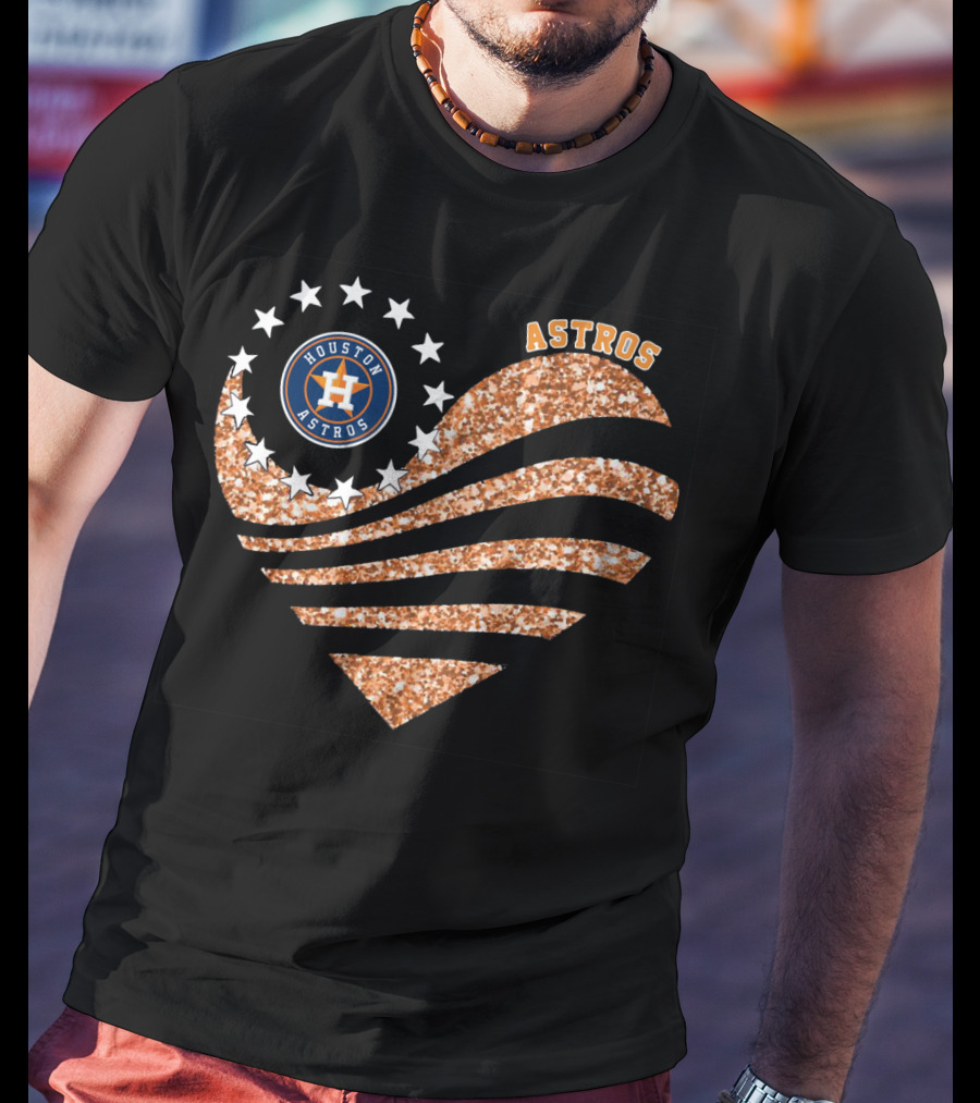 Houston Astros Heart Glitter Stars T-Shirt
