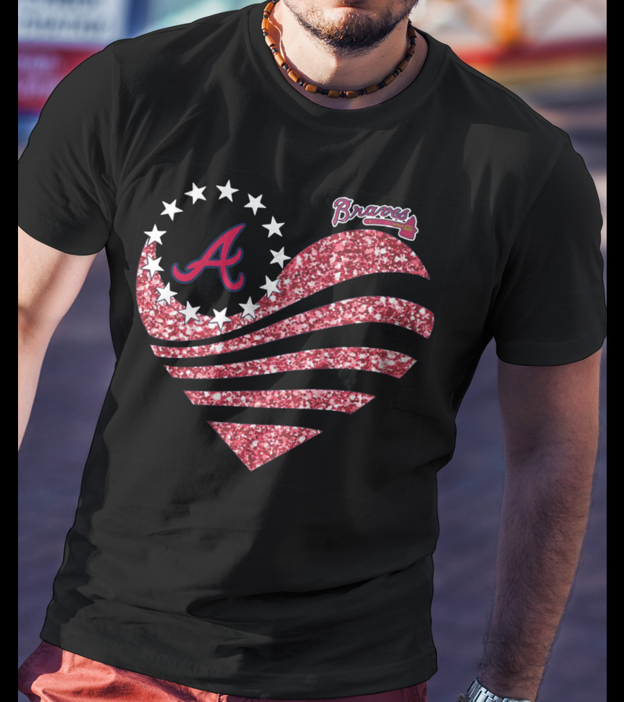 Atlanta Braves Glitter Heart T-Shirt