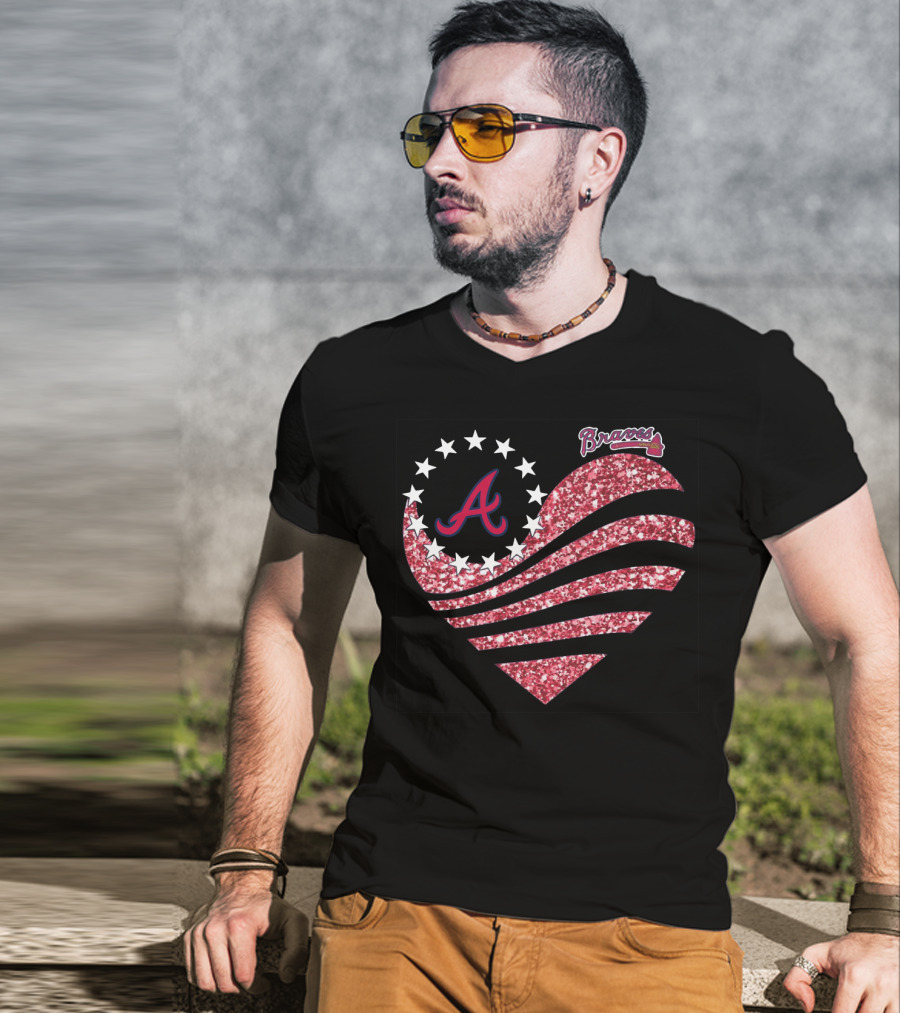 Atlanta Braves Glitter Heart T-Shirt
