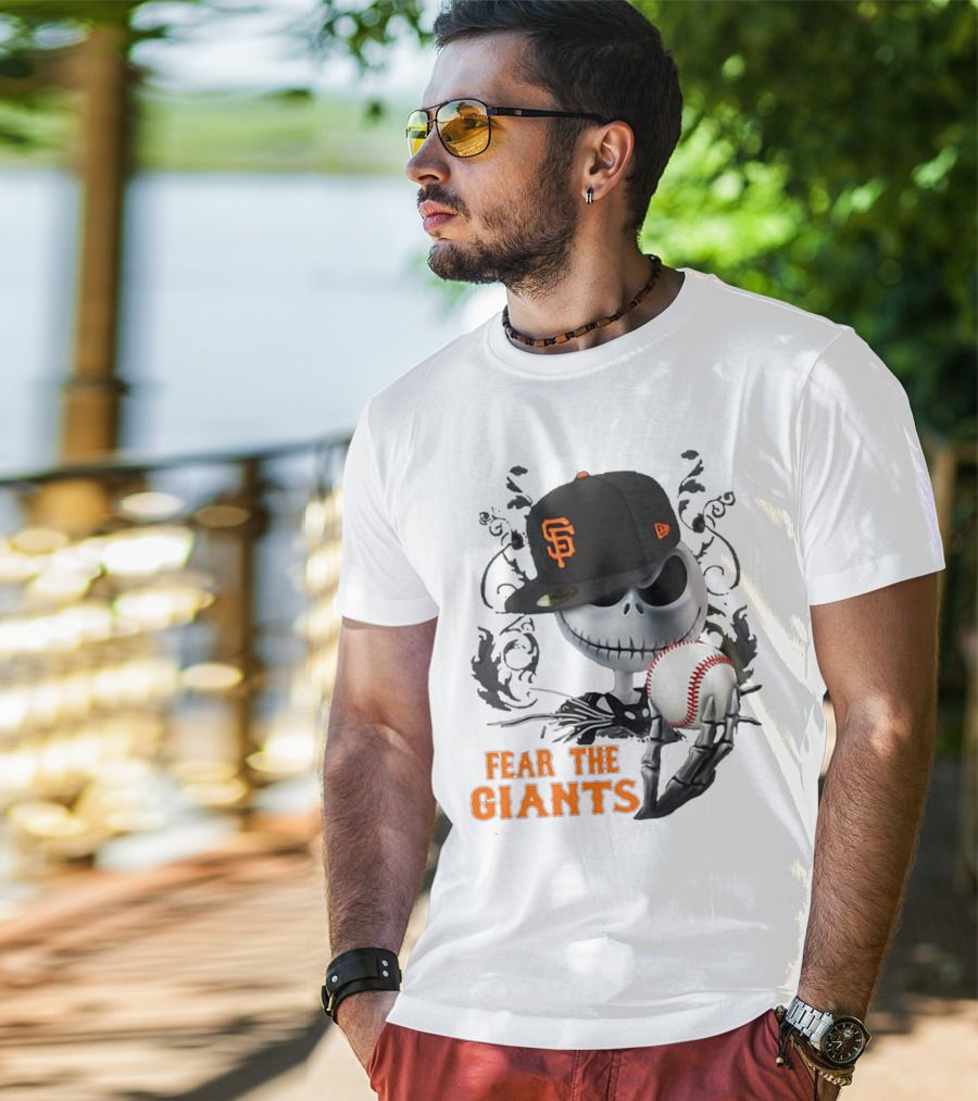 Jack Skellington Fear The Giants San Francisco Baseball Cap Spooky T-Shirt