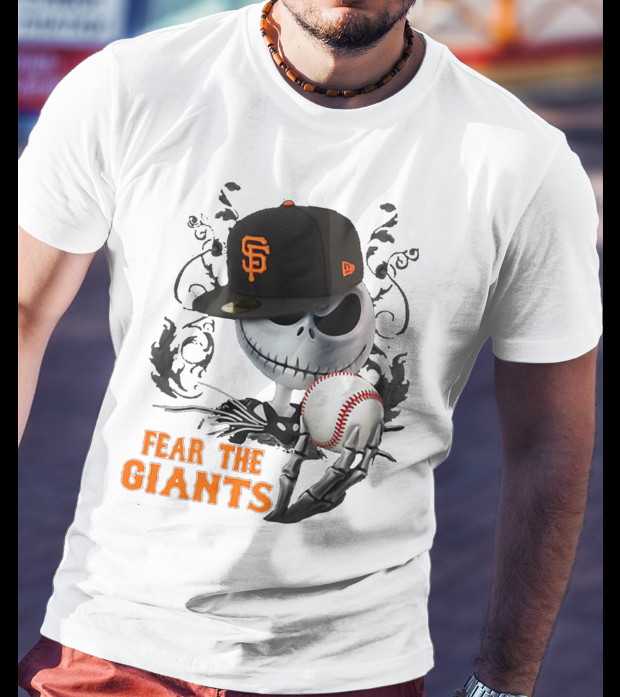 Jack Skellington Fear The Giants San Francisco Baseball Cap Spooky T-Shirt