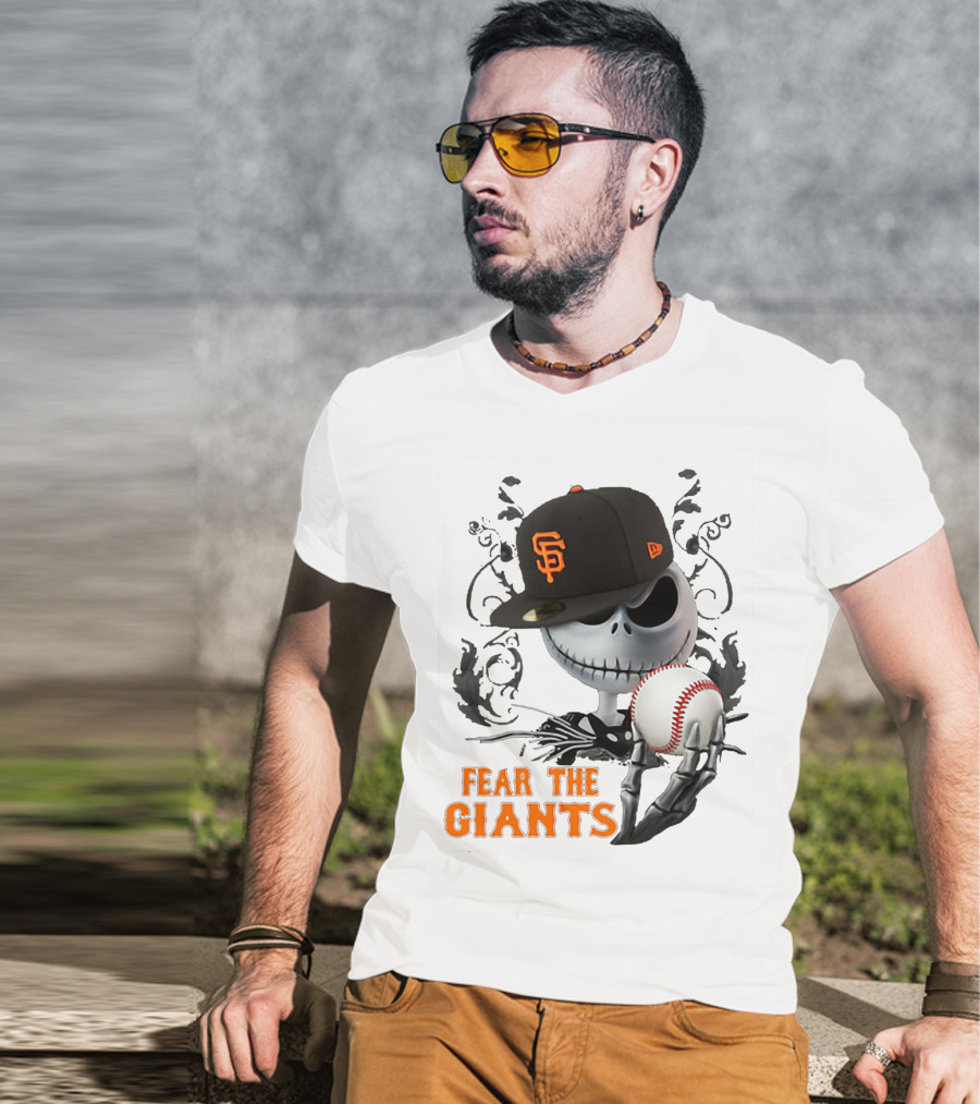 Jack Skellington Fear The Giants San Francisco Baseball Cap Spooky T-Shirt