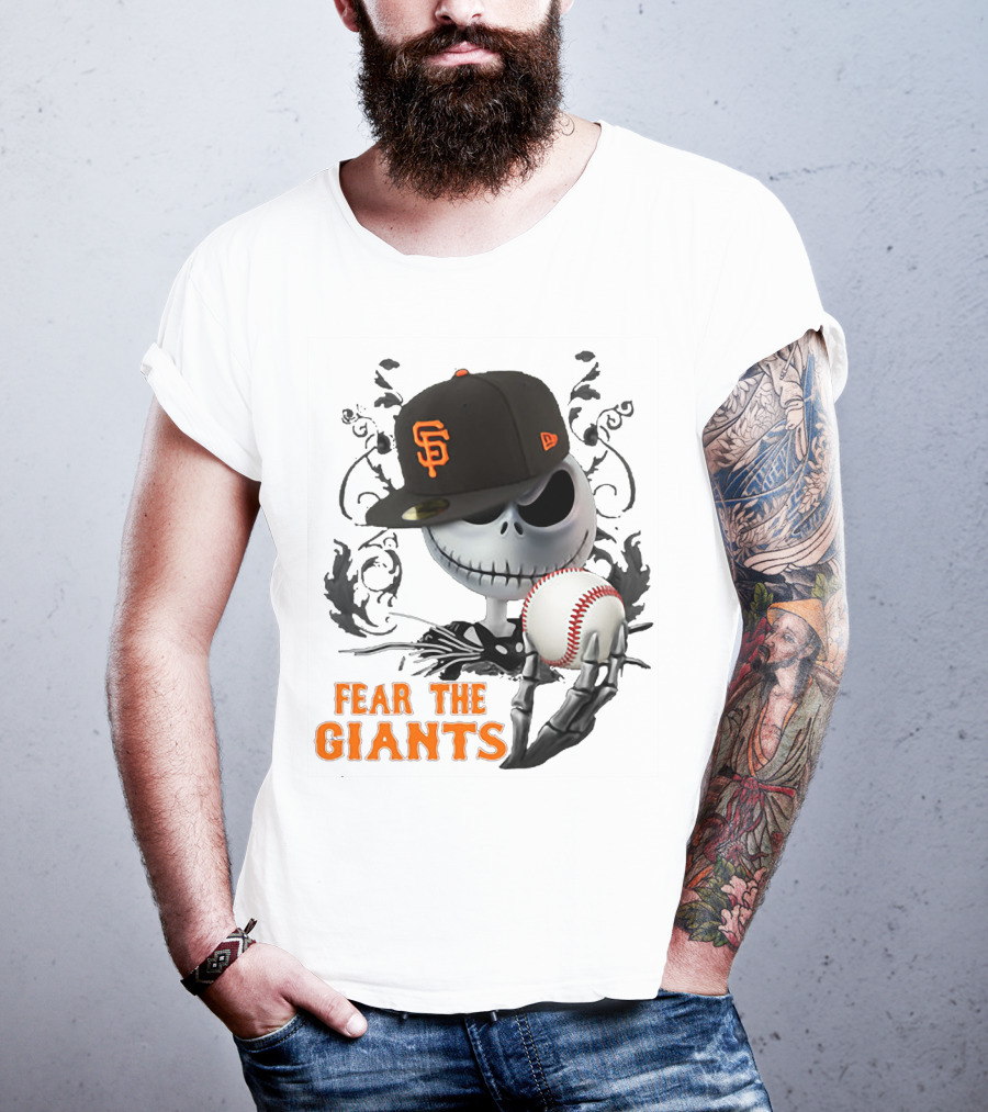 Jack Skellington Fear The Giants San Francisco Baseball Cap Spooky T-Shirt