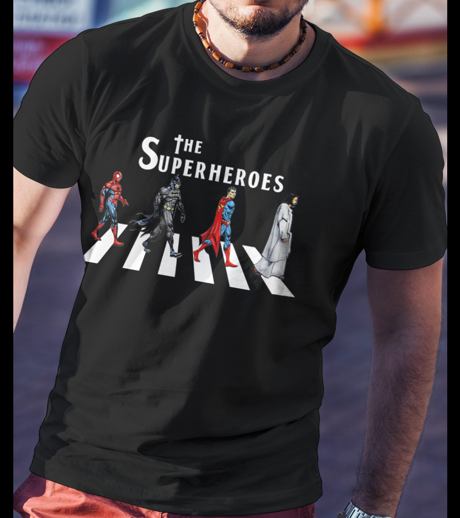 The Superheroes Abbey Road Crosswalk Featuring Iconic Characters T-Shirt