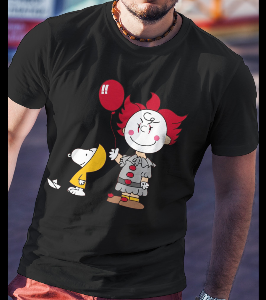 Charlie Brown Balloon Costume With Snoopy Woodstock Pennywise Crossover Red Balloon T-Shirt