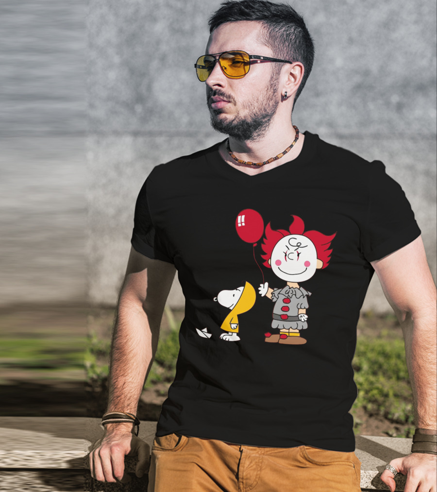 Charlie Brown Balloon Costume With Snoopy Woodstock Pennywise Crossover Red Balloon T-Shirt