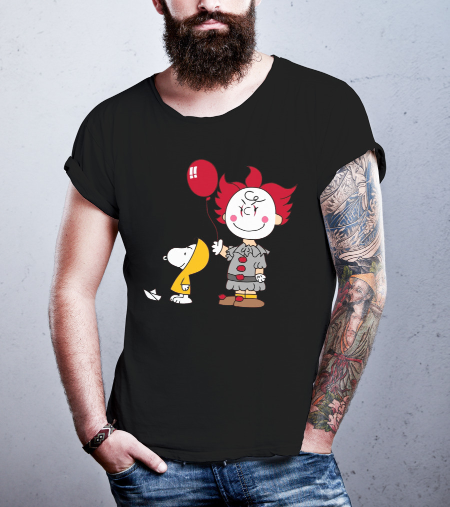 Charlie Brown Balloon Costume With Snoopy Woodstock Pennywise Crossover Red Balloon T-Shirt