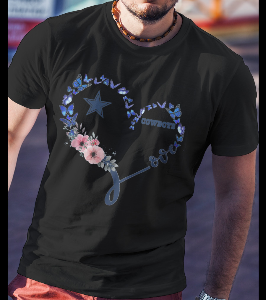 Dallas Cowboys Heart Butterfly Love T-Shirt