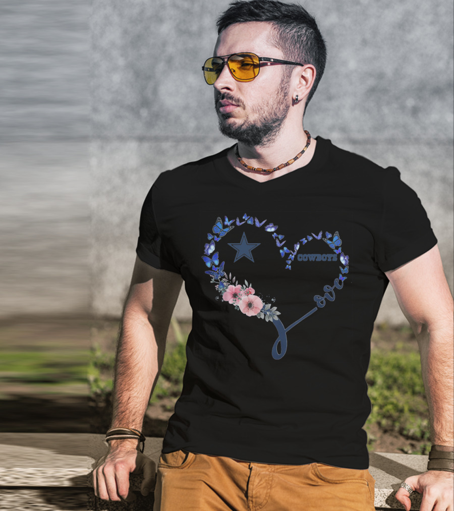Dallas Cowboys Heart Butterfly Love T-Shirt