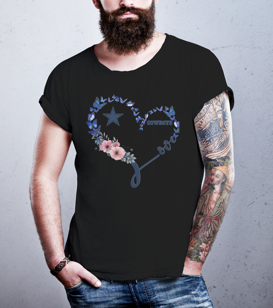 Dallas Cowboys Heart Butterfly Love T-Shirt