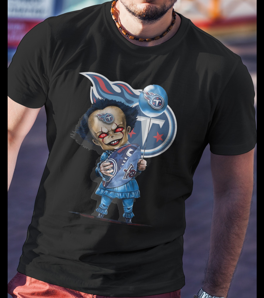Pennywise Tennessee Titans Football Horror Mashup T-Shirt