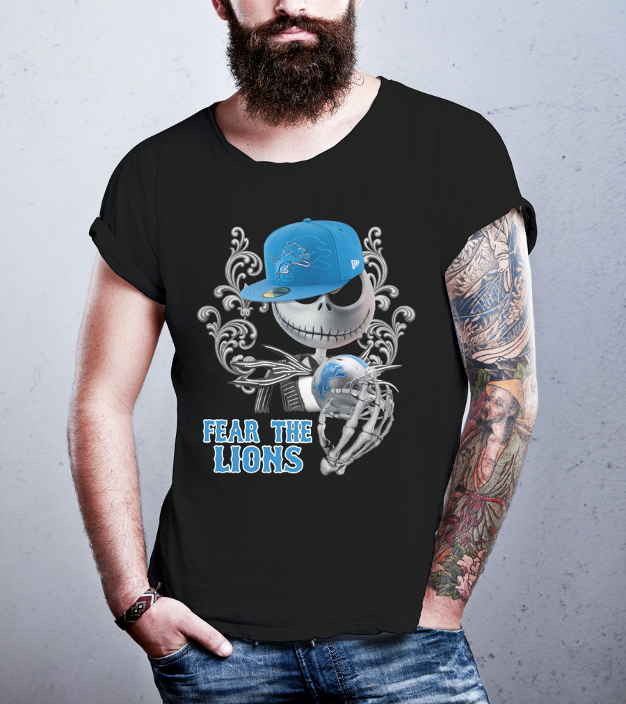 Jack Skellington Detroit Lions Football Crossover Fear The Lions T-Shirt