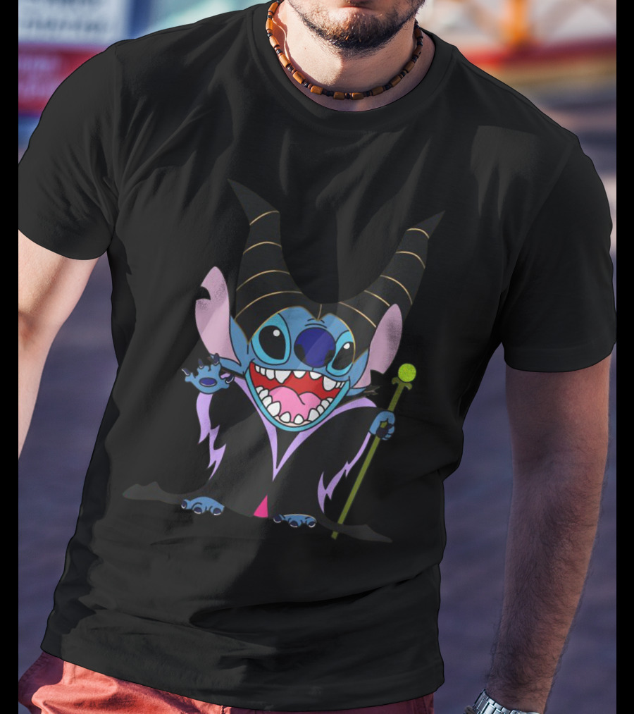 Maleficent Stitch Witch Crossover Character Costume T-Shirt